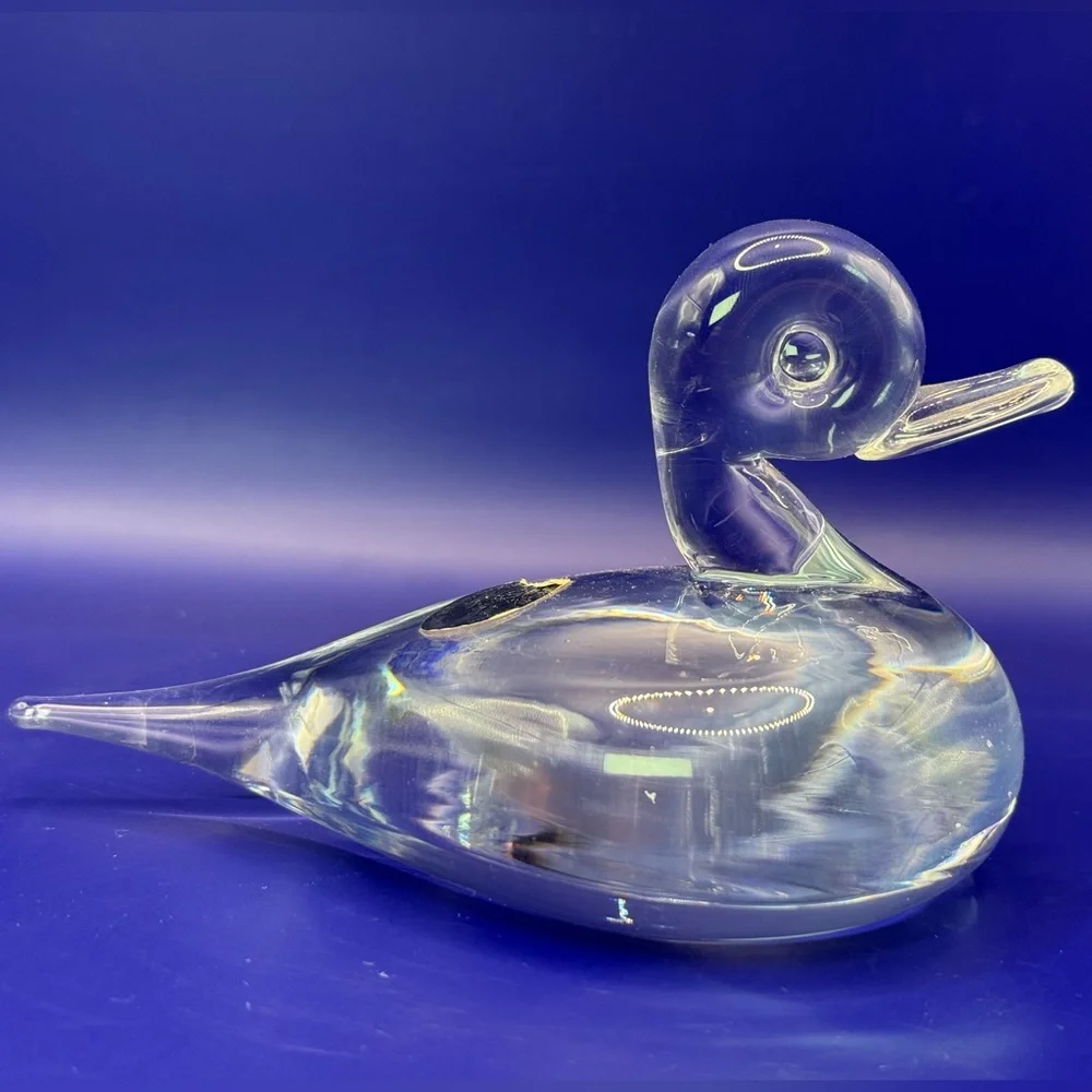 Vintage Chalet Canada Art Glass Duck Clear 6